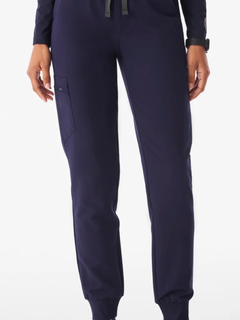 Figs Navy Blue High-waisted Ruched Zamora Pants